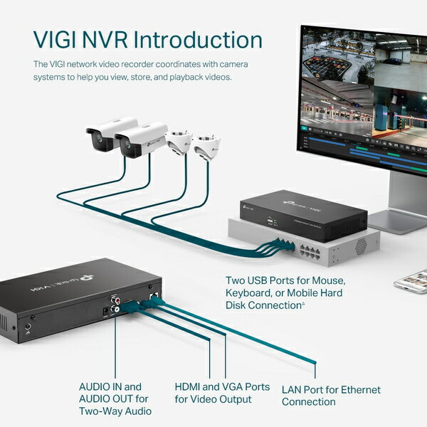 TP-LINK VIGI NVR1008H 8チャンネル ネットワークビデオレコーダー | カメラ ネットワークディスクレコーダー 監視 録画 ネットワークカメラ