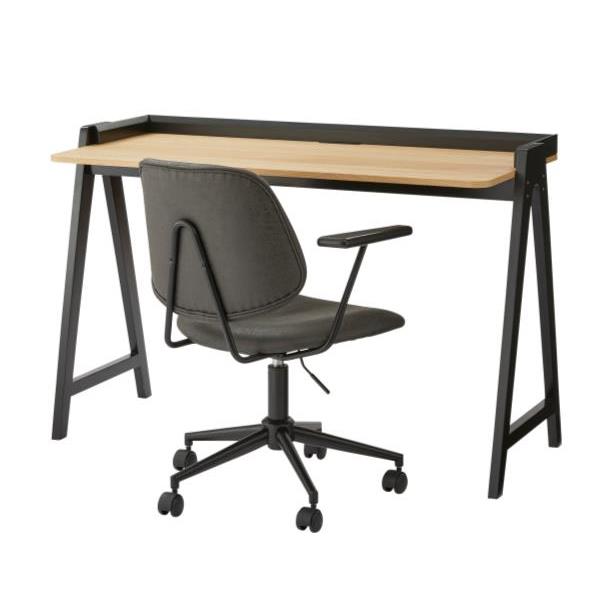 東谷｜AZUMAYA デスク ブラック/W123.5×D55×H75cm PT-997BK