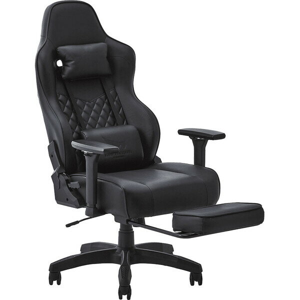 玄人志向 ゲーミングチェア THRONE スローン オットマン付き ブラック GG-C/THRONE-BK/OT GALAKURO GAMINGシリーズ GGCTHRONEBKOT