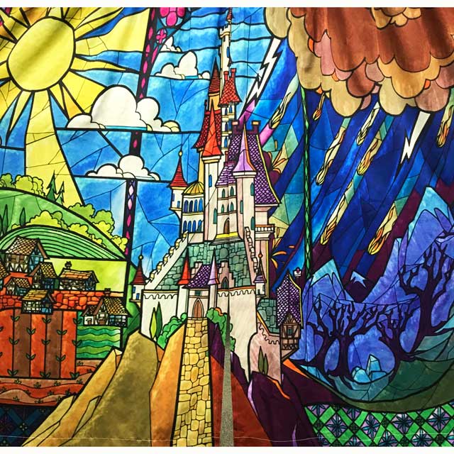 楽天市場】サザック サザック ディズニーカーテン 美女と野獣/お城 M