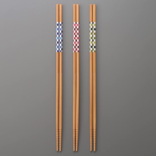 ひらの伊 Hiranoi 華色市松33cm菜箸 3色組
