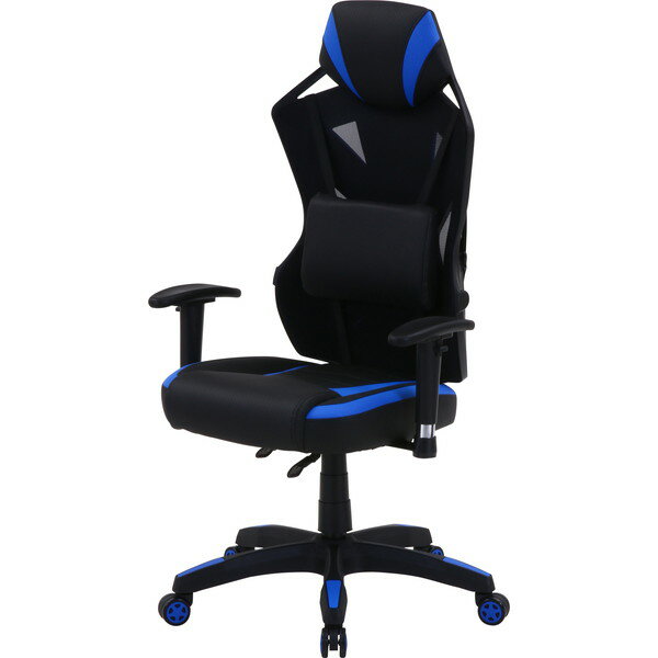 不二貿易 メッシュゲーミングチェア レイズ BL 19428