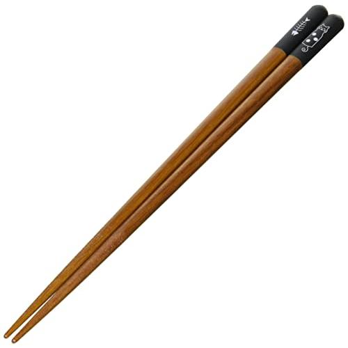 田中箸店 日本製 若狭の箸 おとぼけ猫 黒 23.0cm 食洗機対応 a00254974835600529