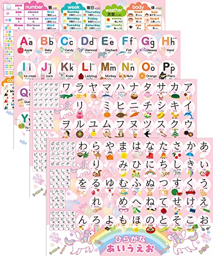 ひらカタ&アルファベット お風呂ポスターユニコーン