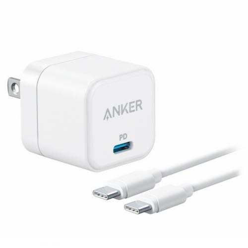 ANKER 折りたたみ式プラグ POWERPORT III 20W CUBE With USB-C & USB-C ケーブル