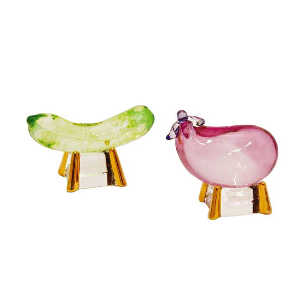 京都 リュウコドウ クリスタル精霊馬 キュウリ・ナス 057-0001 57-1 ミニサイズのかわいいガラス精霊馬 供養 夏風情 新盆 初盆 0570001リユウコドウ