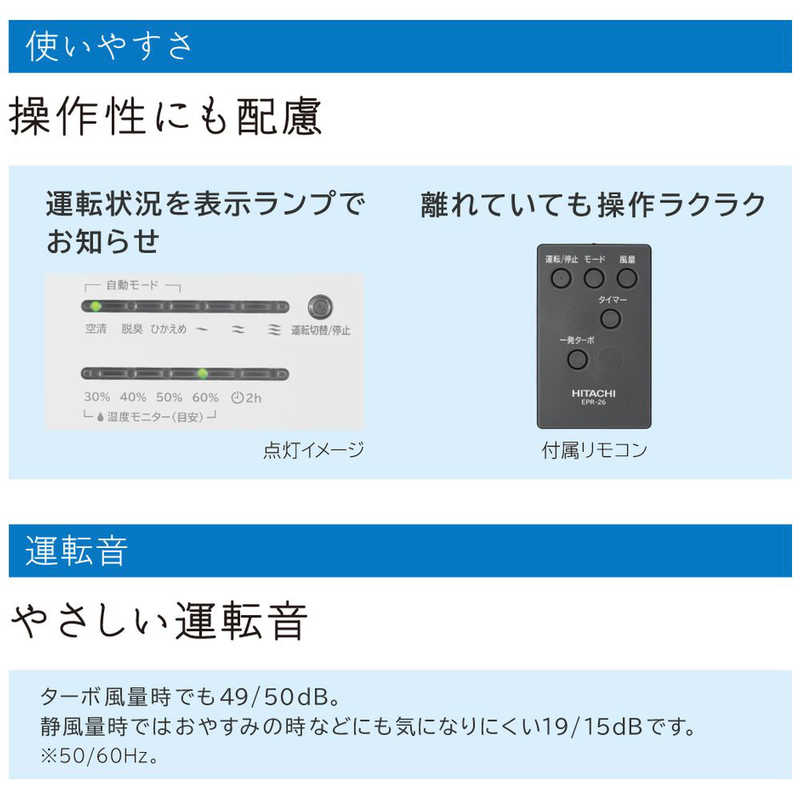 HITACHI 空気清浄機 EP-ZN30A(W)