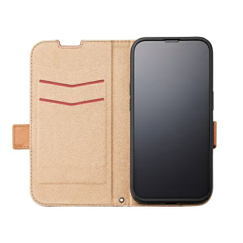 ELECOM iPhone 14 Pro用 ソフトレザーケース 耐衝撃 ステッチ レッド PM-A22CPLFYRD