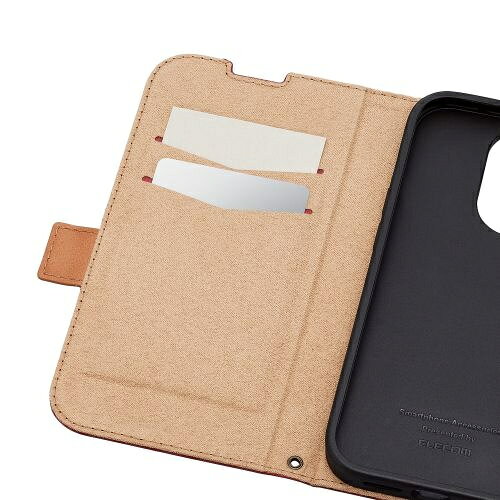 ELECOM iPhone 14 Pro用 ソフトレザーケース 耐衝撃 ステッチ レッド PM-A22CPLFYRD