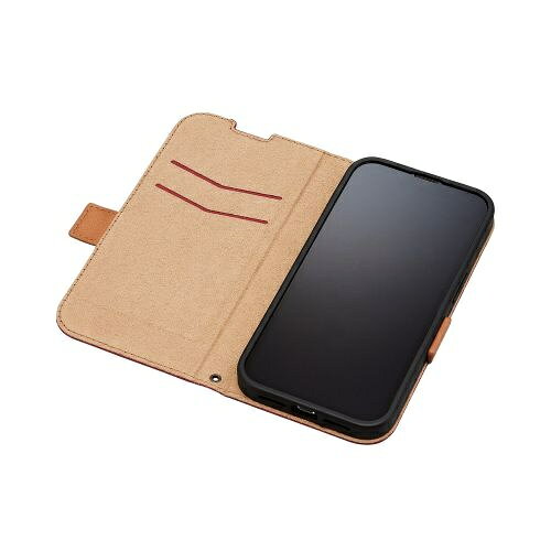 ELECOM iPhone 14 Pro用 ソフトレザーケース 耐衝撃 ステッチ レッド PM-A22CPLFYRD