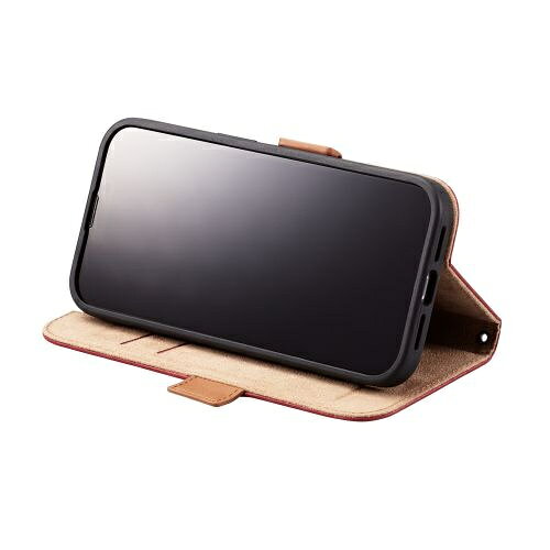 ELECOM iPhone 14 Pro用 ソフトレザーケース 耐衝撃 ステッチ レッド PM-A22CPLFYRD