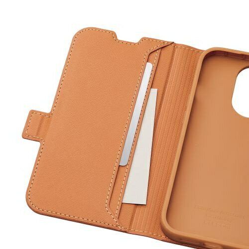 ELECOM iPhone 14 Pro用 リサイクルソフトレザーケース 手帳型 ブラウン PM-A22CREPLFYBR
