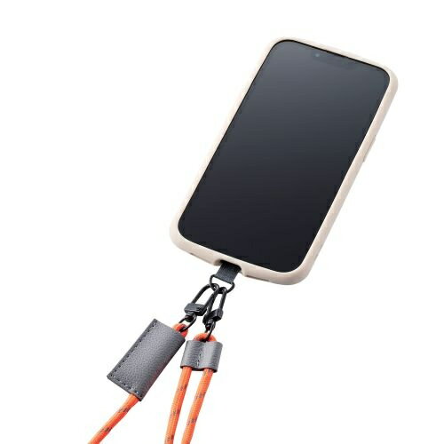 エレコム スマホ ショルダー ストラップ カジュアルタイプ オレンジ(1個)