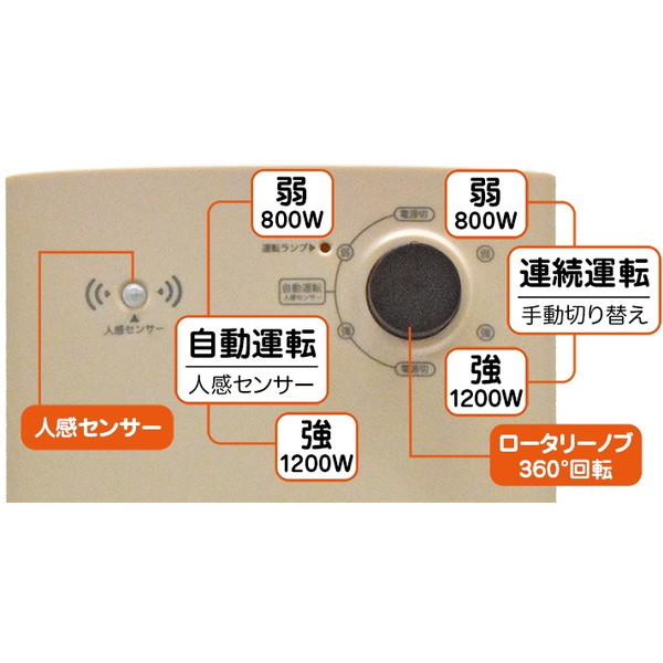 KUMAZAKI 人感センサー付セラミックヒーター MH-1200