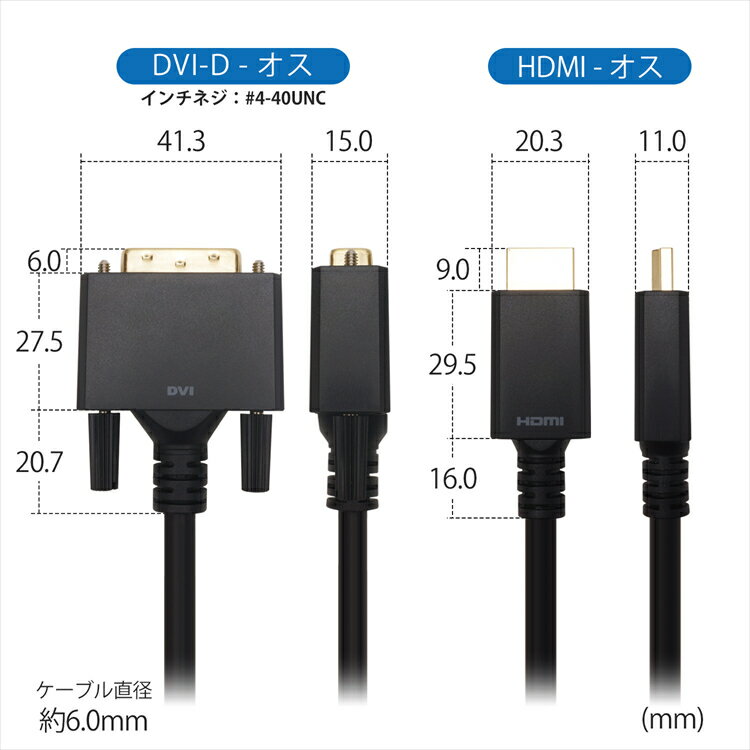 HORIC HDMI-DVI変換ケーブル 2m HADV20-702BB