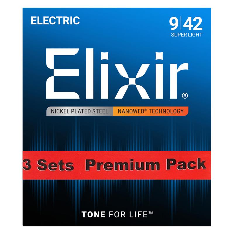 ELIXIR Electric Nickel Plated Steel with NANOWEB Coating 2SET PACK #12002 (Super Light/09-42)