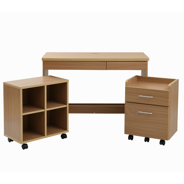JKプラン シンプルなデスクにチェストとラックが付いたセットアイテム。 SGT-0126-NA シンプル デスク チェスト ラック 配線収納 コンパクト デザイン 書斎 リビング