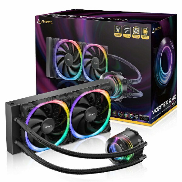 ANTEC 水冷CPUクーラー 120mmファンx2 LGA1700/1200/115X/20XX・AM5/AM4/AM3 Vortex 240 ARGB Vortex240ARGB