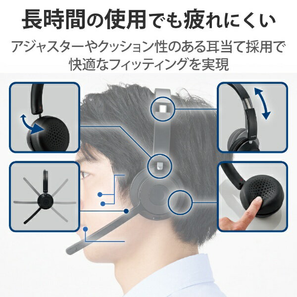 ELECOM オーバーヘッドタイプ充電台付ステレオBluetoothヘッドセット LBT-HSOH21BK