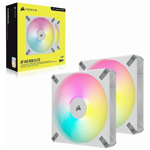 CORSAIR｜コルセア ケースファンx2 140mm /1700RPM ＋コントローラー iCUE AF140 RGB ELITE Dual Fan Kit ホワイト CO-9050160-WW