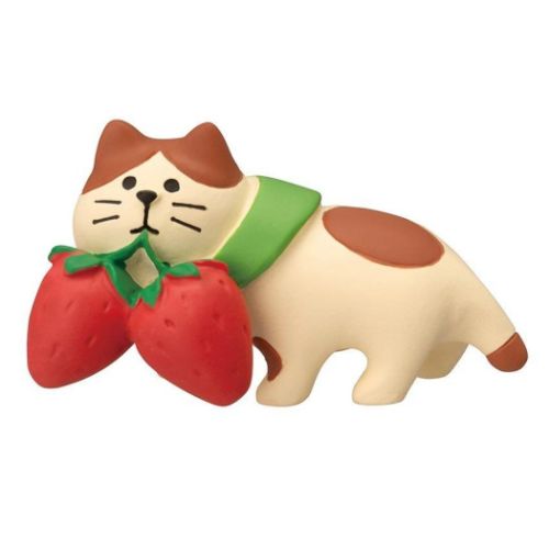 コンコンファーム とれたていちごカフェ マスコット いただきいちご猫 concombre デコレ インテリア かわいい グッズ