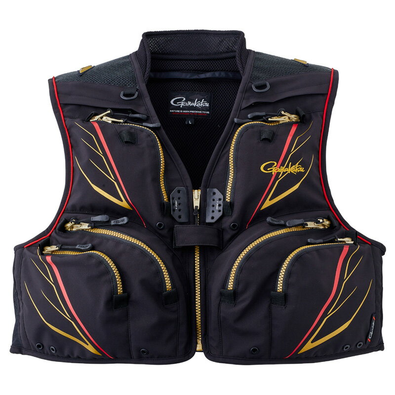 がまかつ フィッシングベスト GM2328 ショートハーフメッシュベスト ブラック L