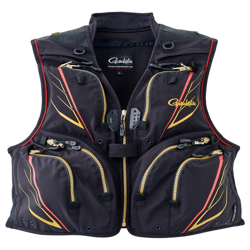 がまかつ フィッシングベスト GM2327 ハーフメッシュベスト ブラック L