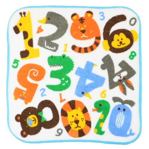 ミニタオル ハンカチタオル アニマルナンバー ミントイン 汗拭きタオル 男の子 グッズ