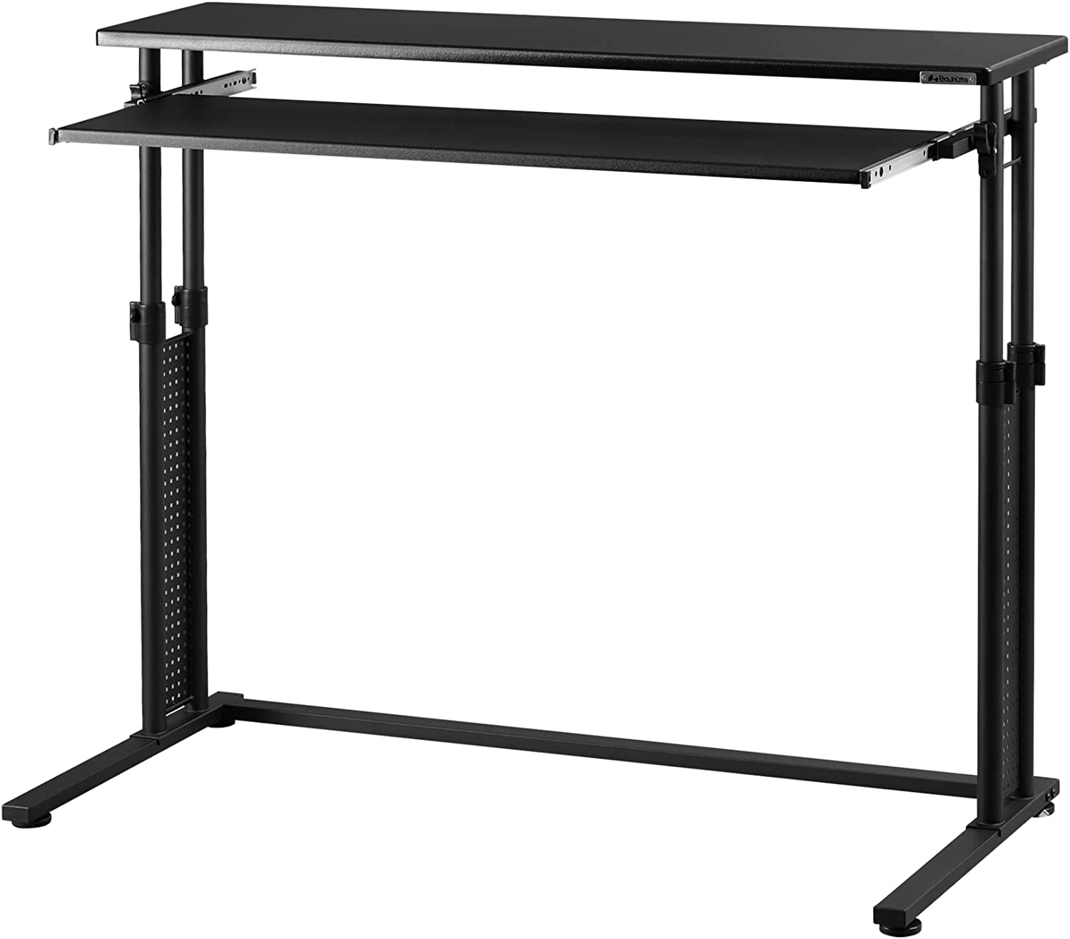 バウヒュッテ スリムデスク スタンディングタイプ 天板幅120×奥行30～55cm ブラック BHD-1200HSLM-BK Bauhutte 昇降式 スライダー