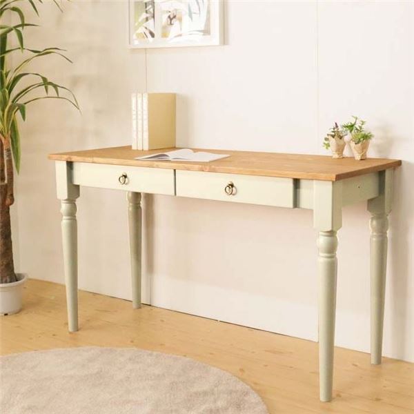 北欧調 パソコンデスク/ワークデスク 130×50×74cm 木製 引き出し付き 組立品 在宅ワーク テレワーク ds-2373633