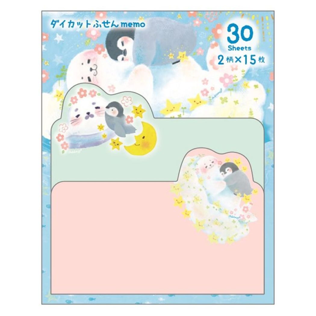 ダイカットふせんメモ 付箋 吉田麻乃 アザラシのゆめみごこち クローズピン おしゃれ文具 事務用品 ガーリーイラスト