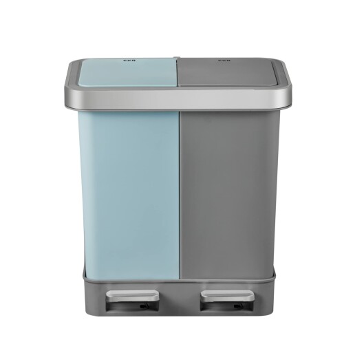 イーケーオー EKO ゴミ箱 ペダル式 ハナ リサイクラー Duo ステップビン ブルー/グレー 10L+10L ふた付き インナーボックス無し EK6200-10L+10L-TB/GY