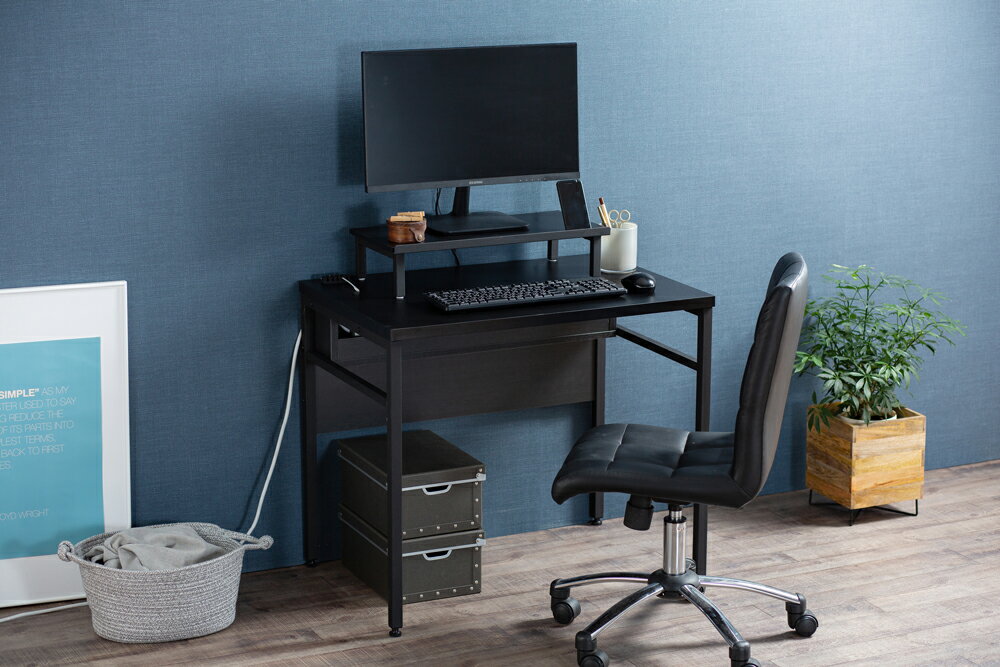 アイリスオーヤマ IRIS ケーブル収納デスク モニター台付 ブラック/ブラック CSD-800M