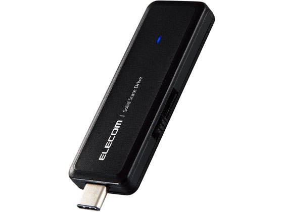 外付けハードディスク・ドライブ ELECOM SSD 1TB ESD-EYB1000GBK iPhone向けケーブル一体型/収納式 外付けSSD 1TB/マグネット付