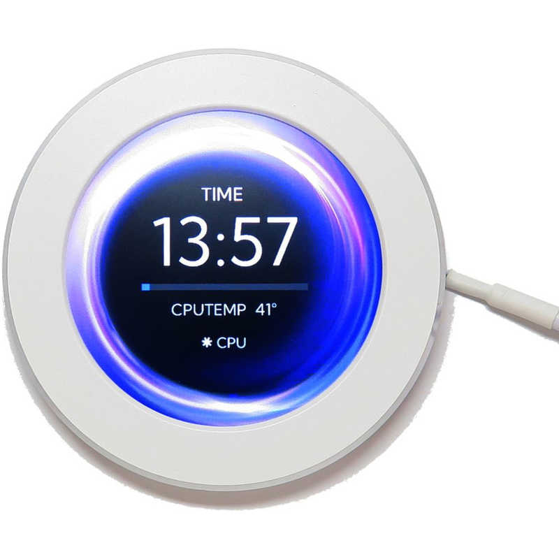タイムリー 2．1インチ円型IPS液晶モニター ホワイト TM-SCREEN21WH
