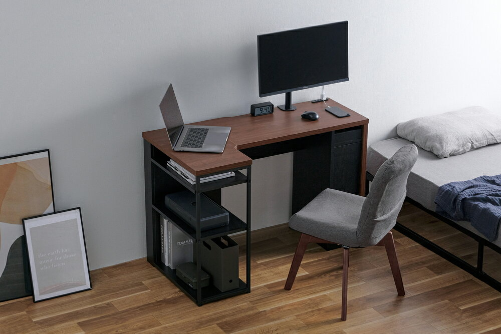 アイリスオーヤマ IRIS 収納付きデスク ウォールナット/ブラック SDKL-1125