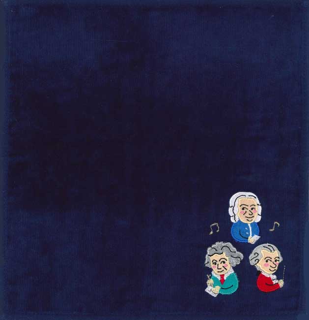 ピアノ 楽譜 ハンカチ | タオルハンカチ 作曲家たち ネイビー