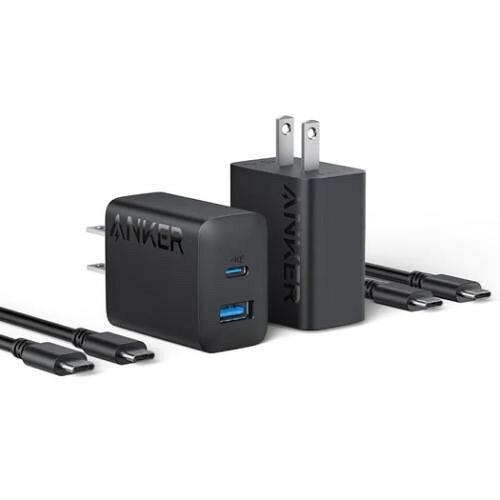 Anker Charger (20W, 2-Port) with USB-C & USB-C ケーブル  2個セット(20W USB-C＆USB-Cケーブル付属 2ポート急速充電器) クーポン対象