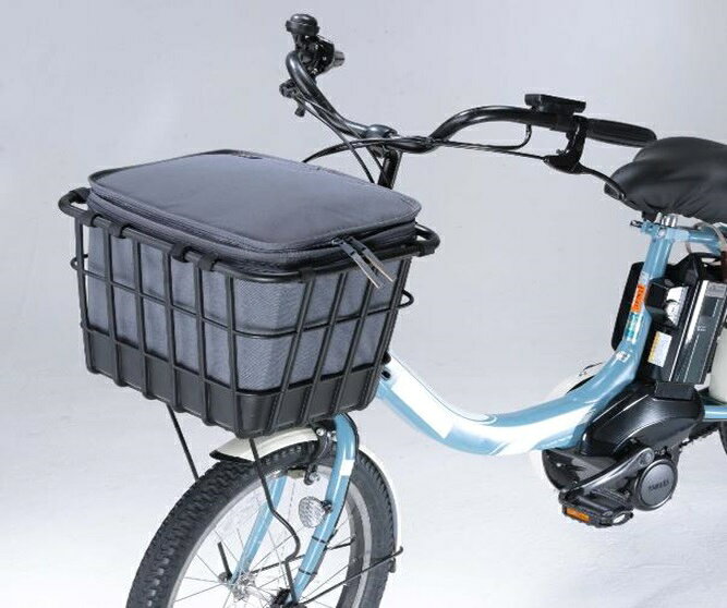 自転車 かごカバー 〔 プレミアム 2段式 インナーカバー フロントタイプ ダークグレー 〕 厚手 撥水加工 ひったくり防止