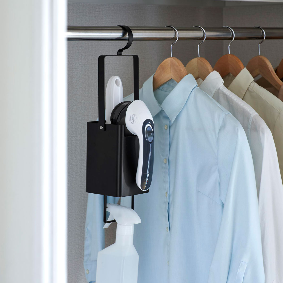 山崎実業 衣類クリーナーツール収納ホルダー タワー ブラック 4405