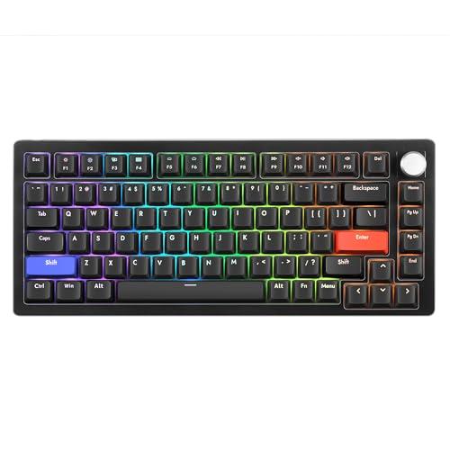 DrunkDeer A75 ラピッドトリガー キーボード メカニカル TKL 磁気スイッチRGB 有線 USB コンパクトゲーミング用 82キー ノブ付き ゴースト防止 こぼれ防止 ブラック