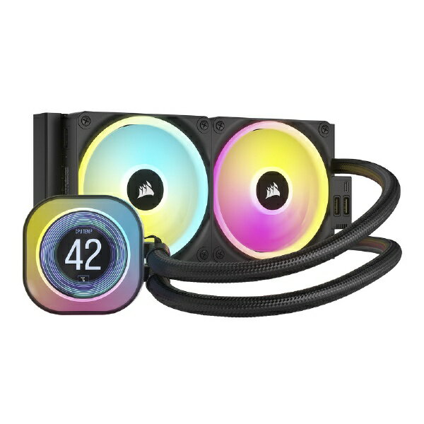 CORSAIR｜コルセア 水冷CPUクーラー 120mmファンx2 LGA1700/1200/1150/1151/1155/1156・AM5/AM4 iCUE LINK H100i LCD ブラック CW-9061007-WW