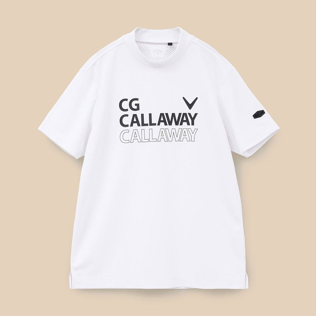 C24134105-1030-M キャロウェイ メンズ クローズドメッシュ半袖モックネックシャツ ホワイト・サイズ：M CALLAWAY