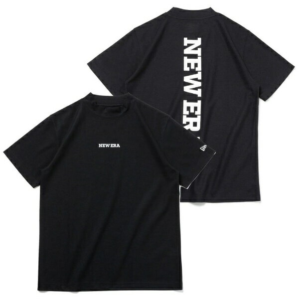 NEW ERA｜ニューエラ 男女兼用 半袖 鹿の子 ミッドネック Tシャツ Vertical Logo ブラック 14109049 ユニセックス /XLサイズ