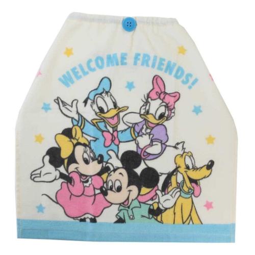 ミッキー＆フレンズ ゴム＆ボタン付きキッズおてふきタオル おりこうタオル ニューフレンド ディズニー 林タオル 入園 幼稚園