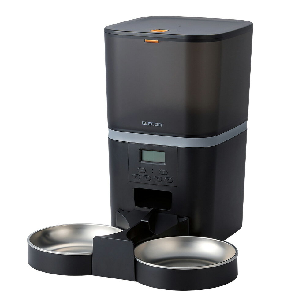 エレコム 自動給餌器2ボウルタイマー機能付録音機能付ブラック 1個