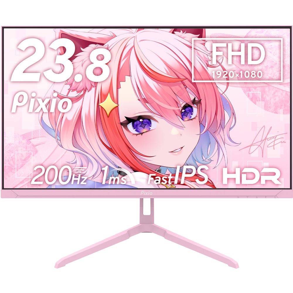 PIXIO|ピクシオ ゲーミングモニター PX248 Wave 200Hz パステルピンク PX248WAVEK-O 23.8型 /フルHD 1920×1080 /ワイド /200Hz