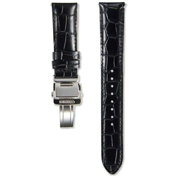 SEIKO｜セイコー 牛革ワニタケフ型押 かん幅18mm 尾錠幅16mm SEIKOバンド 黒 中留：銀 RS05C18BK