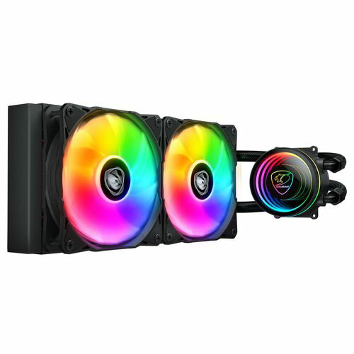 COUGAR 水冷CPUクーラー 120mmファンx2 LGA1851/1700/1200/115X/1366・AM5/AM4/AM3/AM2/FM2/FM1 POSEIDON ELITE ARGB 240 ブラック CGR-PSDELRGB-B-240 240