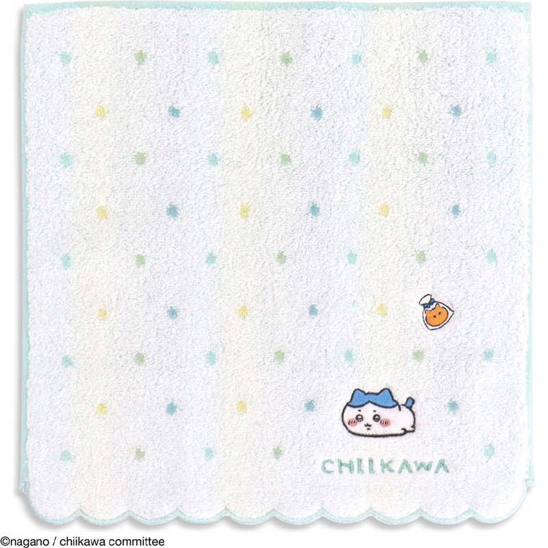 ちいかわ　ドット　タオルハンカチ　グリーン